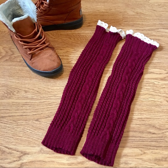 Boho Loco Accessories - SALE! NWOT Burgundy Red Boho Knit Leg Warmers